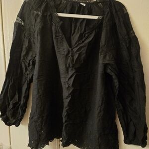 Black Lace Bohemian Blouse XL